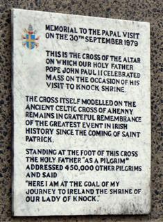 Memorial to the Papal visit plaque